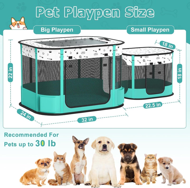 BUFOR Portable Cat Playpen, Foldable Pet Dog Playpen, for Kitten Puppy Play Pen Indoor/Outdoor, Cats Enclosure Cages Tent with Carrying Case, 600D Oxford 8-Rods, 32"x24"x22" - Image 3